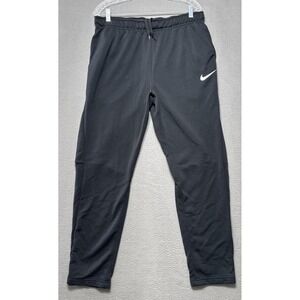 Nike Dri Fit Knit Pants Men Large Black Performance Drawstring Swoosh Athleisure